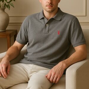 Polo Ralph Lauren Classic Fit Heather Gray Piqué Polo XXL Classic Americana